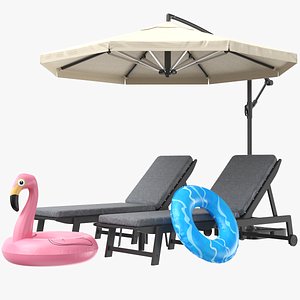 Sun Lounger With Pool Toys