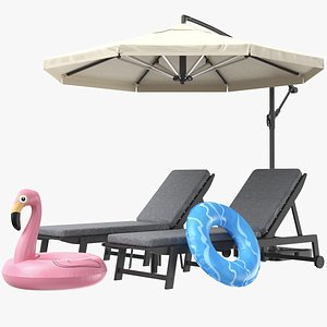 Sun Lounger With Pool Toys