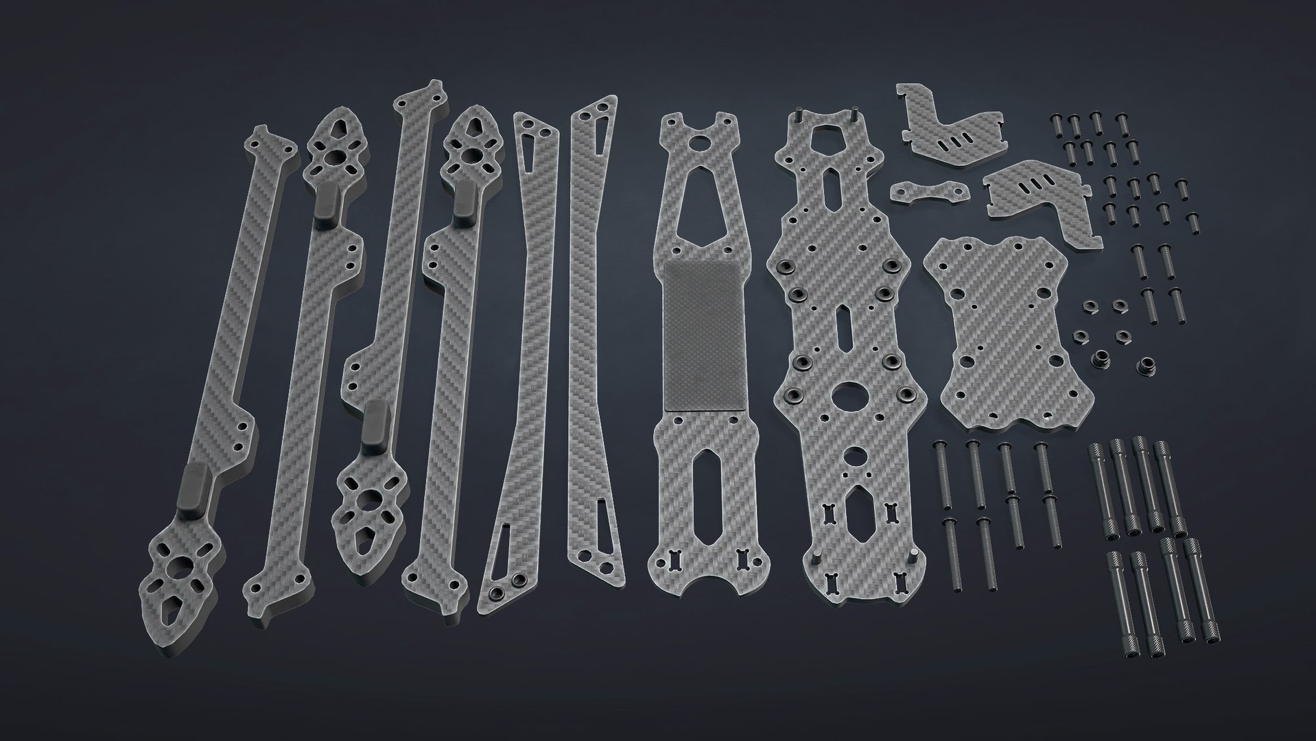 FPV Drone Frame Mark4 7 and 10 Inches Game Ready 3D model https://p.turbosquid.com/ts-thumb/Ya/7RfDTs/ng/15_framemk4_10in_render/jpg/1737298020/1920x1080/fit_q87/1a2c194b8221d1e54b0a141a4590956fd2e5e6ee/15_framemk4_10in_render.jpg