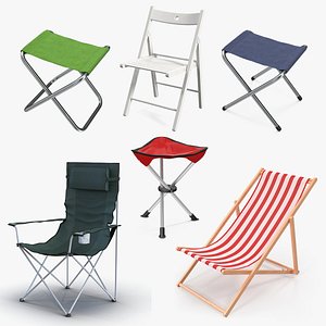 3D Outdoor Folding Chairs Collection 3