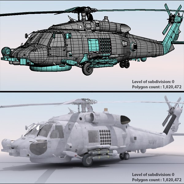 sh-60 seahawk military helicopter 3d model