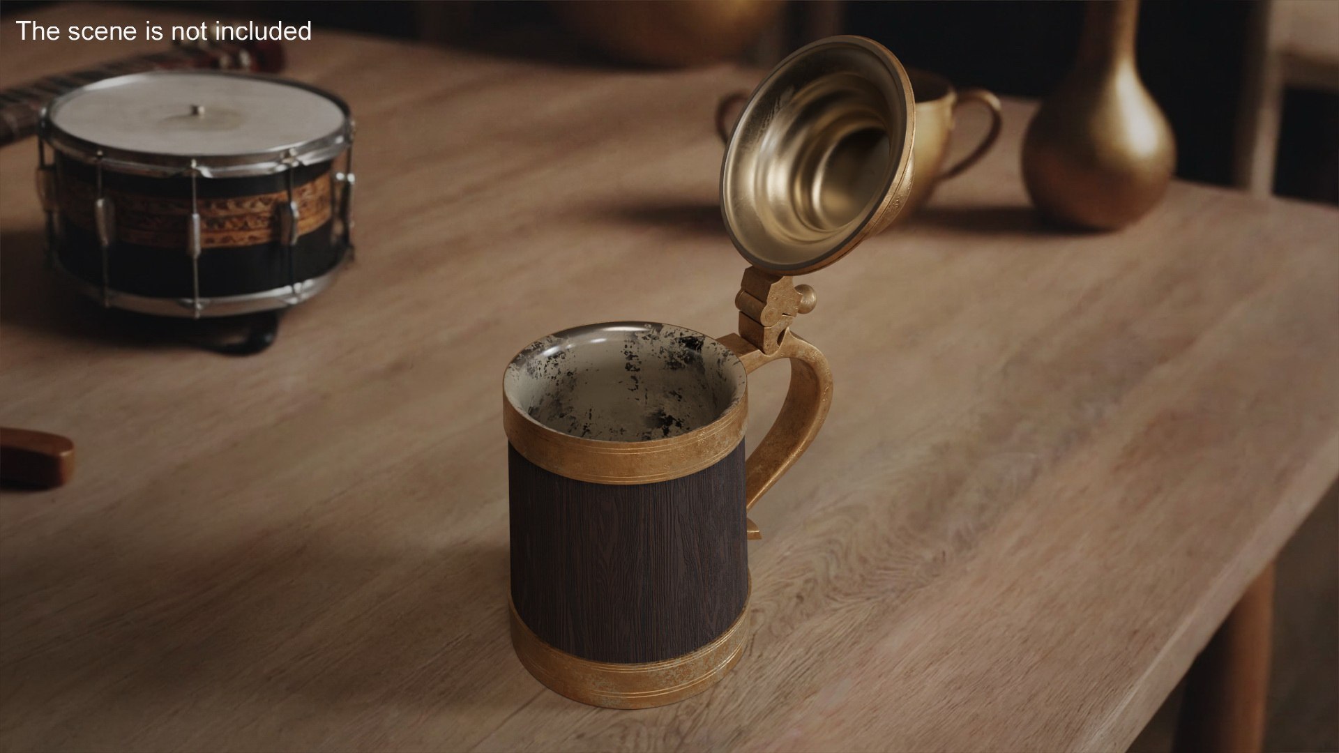 Antique Wooden Beer Mug With Metallic Accents 3D Model - TurboSquid 2321513