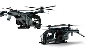 Stealth Helicopter  Fully Rigged Tactical Attack  Recon Aircraft