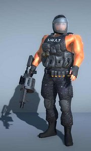3D model swat soldier grenade launcher