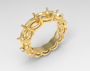 Pear Cut Diamond Eternity Ring USA 6 3D model