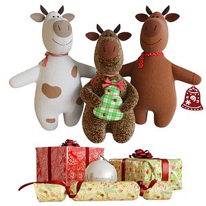 3D bull soft toy set