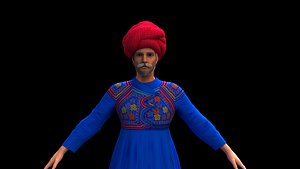 3D indian rajasthani man