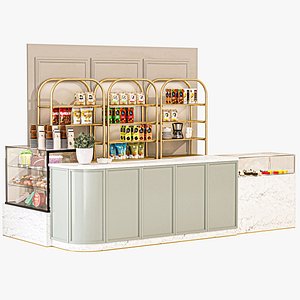 3D Coffee point in classic style with desserts and sweets