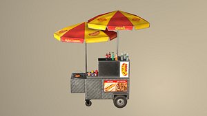 New York Hot-Dog Cart 3D Model - Low Poly and PBR Ready blend 3D