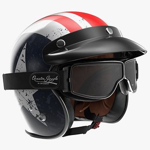 3D TORC Motorcycle Helmet Rebel Star with Goggles model