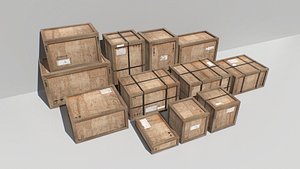 3D Old Crates 2 model