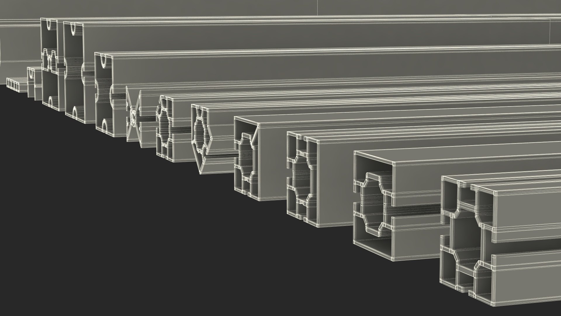 3D Black Metal Extrusions Set model - TurboSquid 2070442