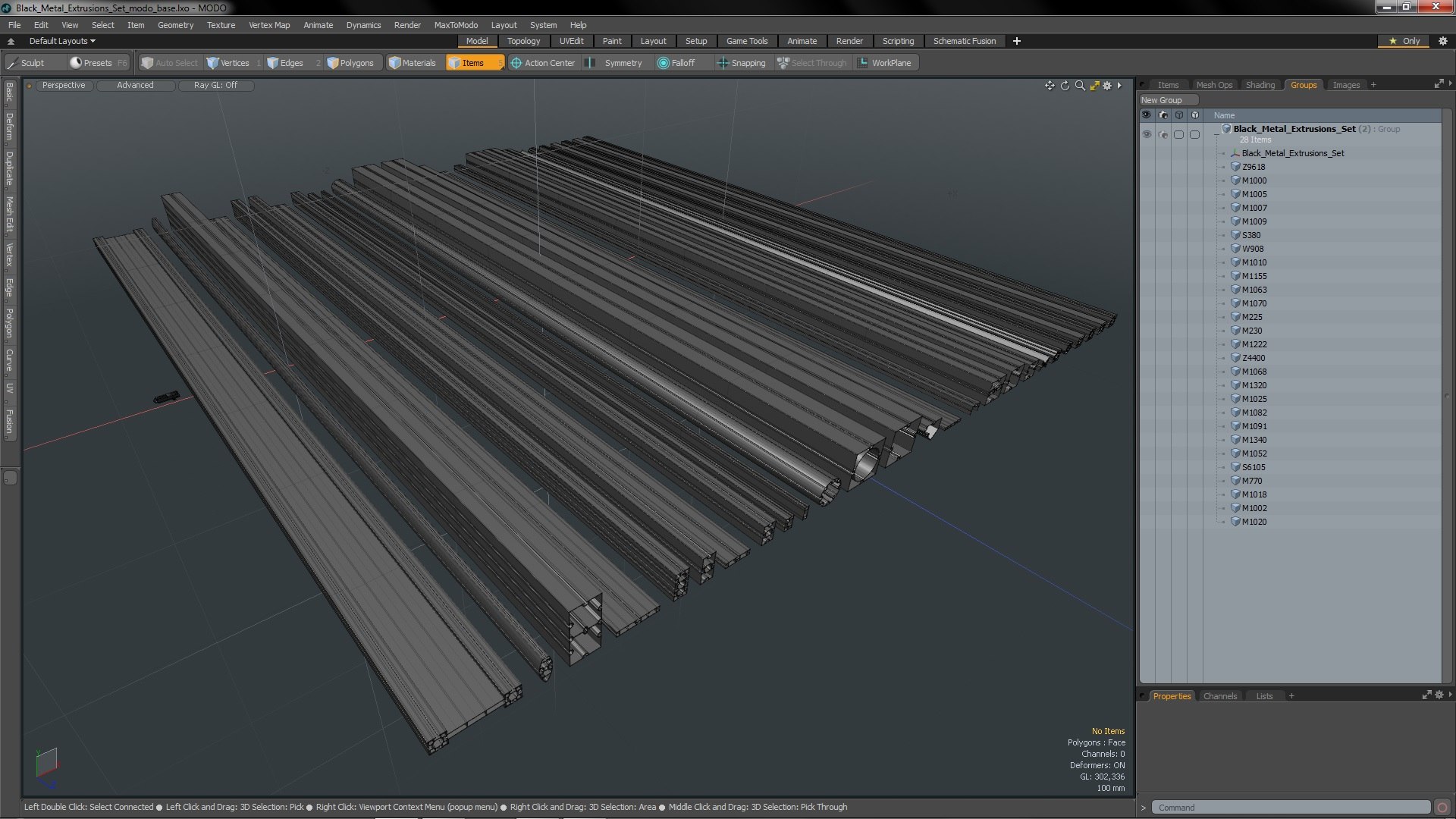 3D Black Metal Extrusions Set model - TurboSquid 2070442