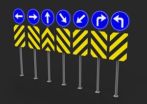 3D RectangularandRoundTrafficSign7Piece