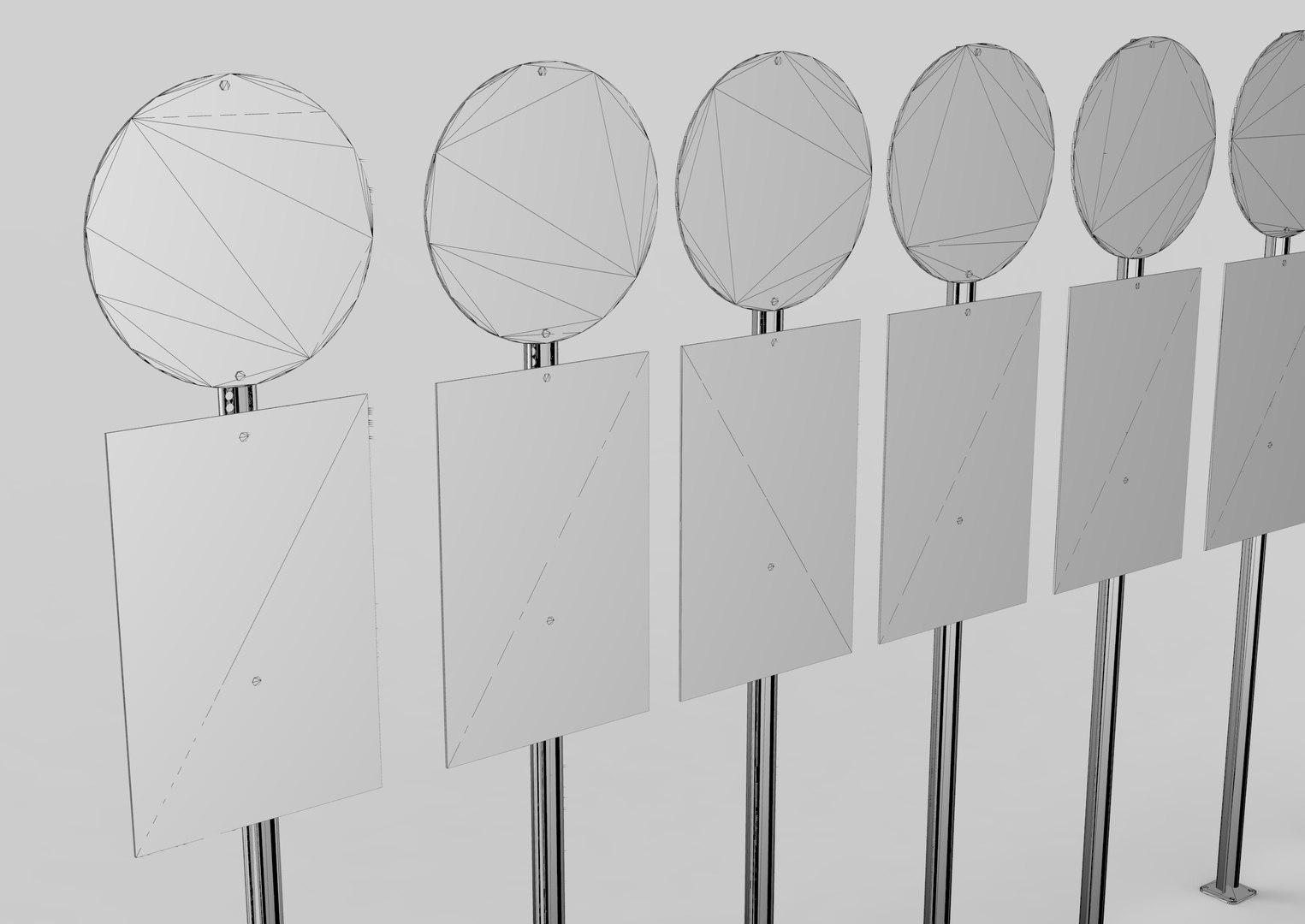 3D Rectangular and Round Traffic Sign 7 Piece - TurboSquid 1737479