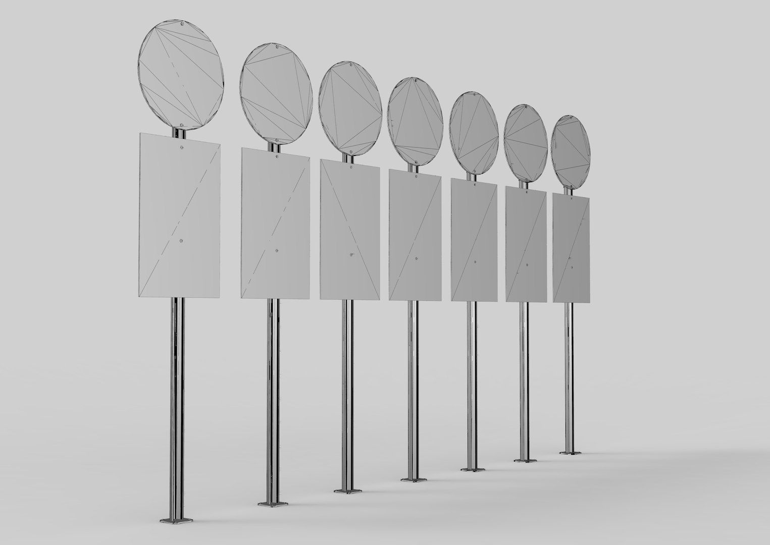 3D Rectangular and Round Traffic Sign 7 Piece - TurboSquid 1737479