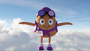 Cartoon  egg character with rig 3D model