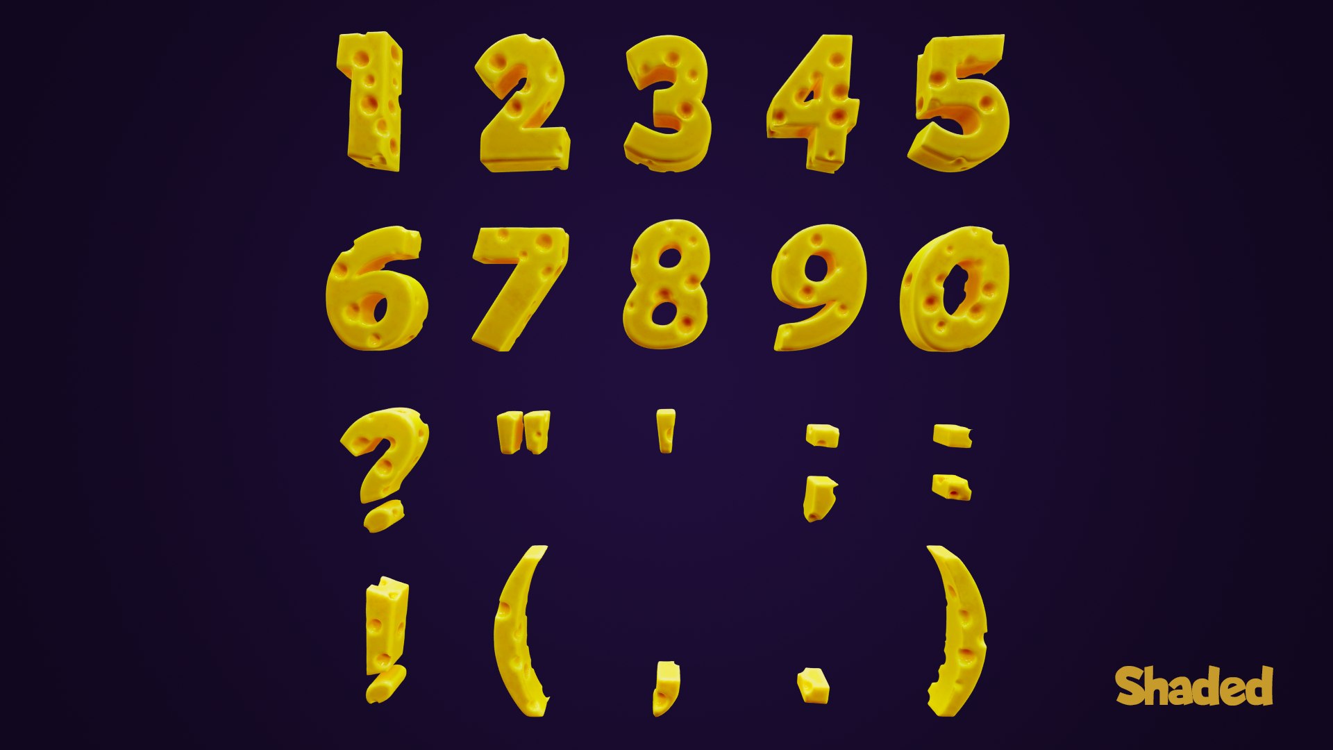 3D Cheese Alphabet Numbers https://p.turbosquid.com/ts-thumb/Yb/gN98MU/un/numberssquareshadeddark.01/png/1689873202/1920x1080/fit_q87/3a1f4b24301fc61c42d019fcfbe8c9e8be8019db/numberssquareshadeddark.01.jpg