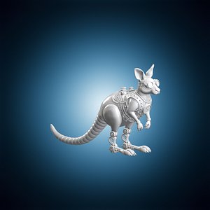 3D Steampunk Kangaroo With Brass Goggles 3D Print Model