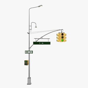 3D model street light traffic