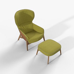 3D Arflex Giulio Armchair and ottoman model