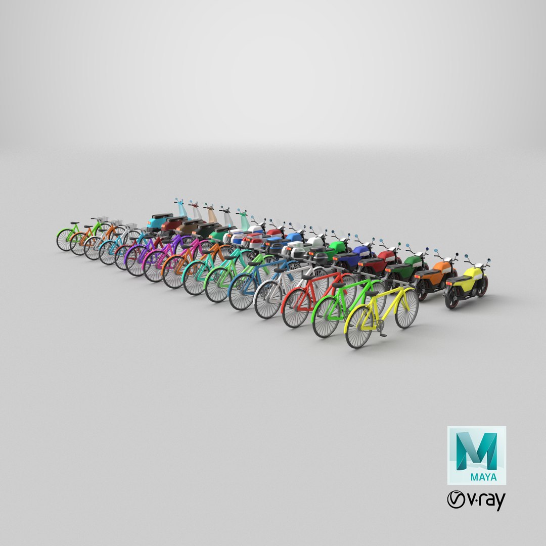 3D set of motorcycles and bicycles https://p.turbosquid.com/ts-thumb/Yc/0s7z5C/C6/preview27/png/1774247600/1920x1080/fit_q87/5e94e420ebfe3edd072d63d672d7d09c38b2cc9e/preview27.jpg