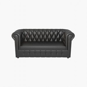 Chesterfield leather sofa black