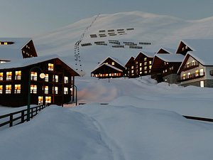 ski town scene 3d model