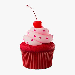 red velvet cupcake food 3D model