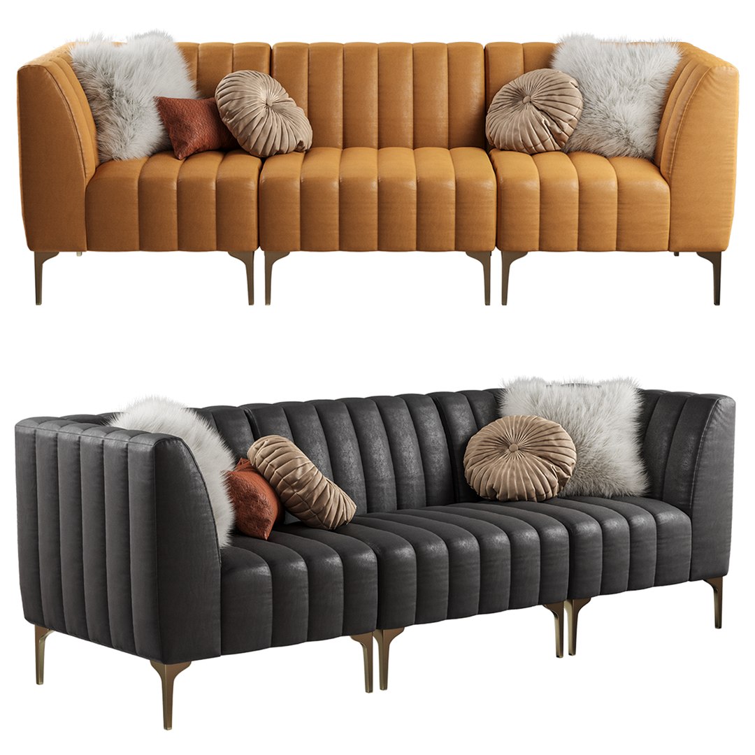 3D Pottery Barn Avalon sofa leather 3seater TurboSquid 2059699