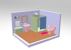 bathroom interior cartoonish model