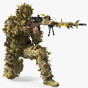 3D Shooting Soldier Kneeling Position