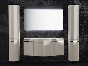 High Gloss Curved Bathroom Vanity Set