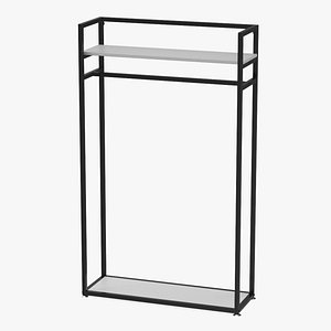 Cloth Rack with Shelf Black 3D model