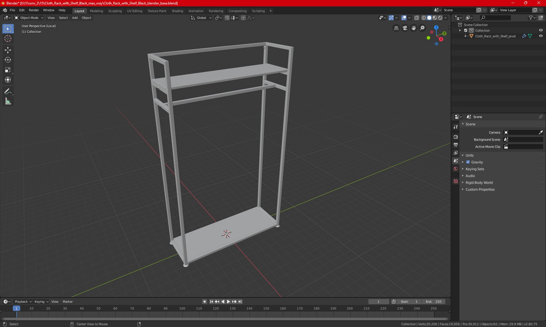 Cloth Rack With Shelf Black 3D Model - TurboSquid 2247300