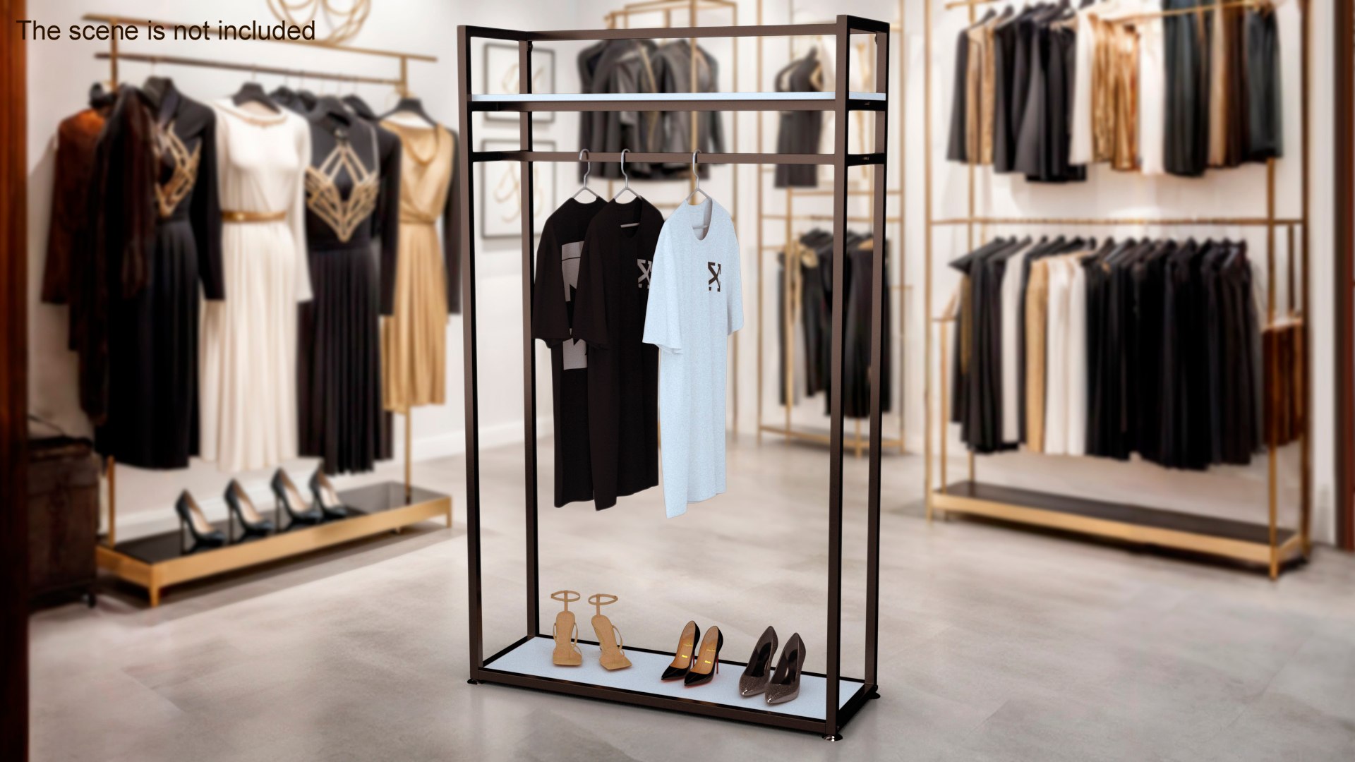 Cloth Rack With Shelf Black 3D Model - TurboSquid 2247300