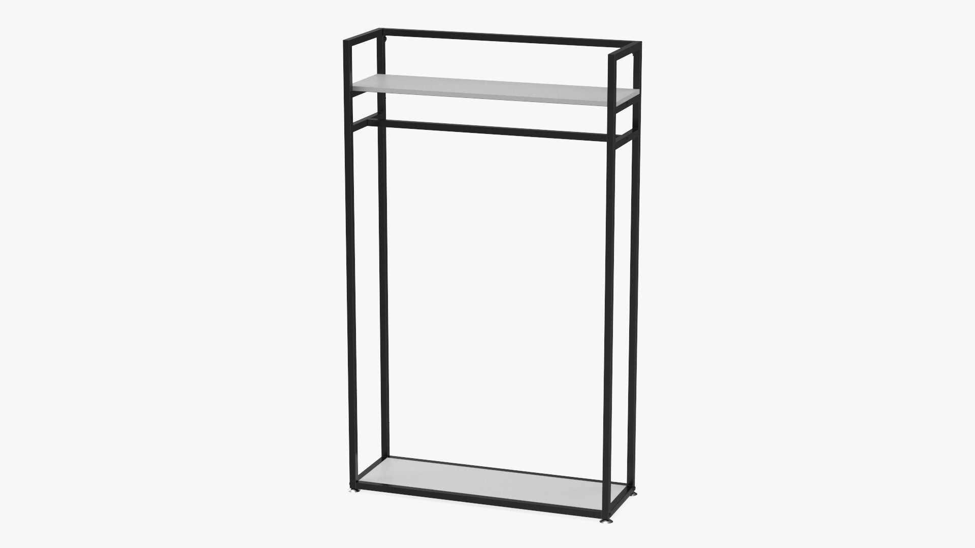 Cloth Rack with Shelf Black 3D model preview