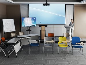 Classic Japanese School Classroom Interior Scene 3D model