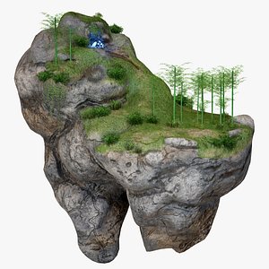 floating island crystal cave 3D model