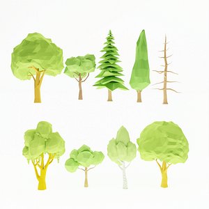 Trees set Low poly 3D model