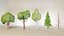 Trees set Low poly 3D model