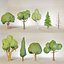 Trees set Low poly 3D model