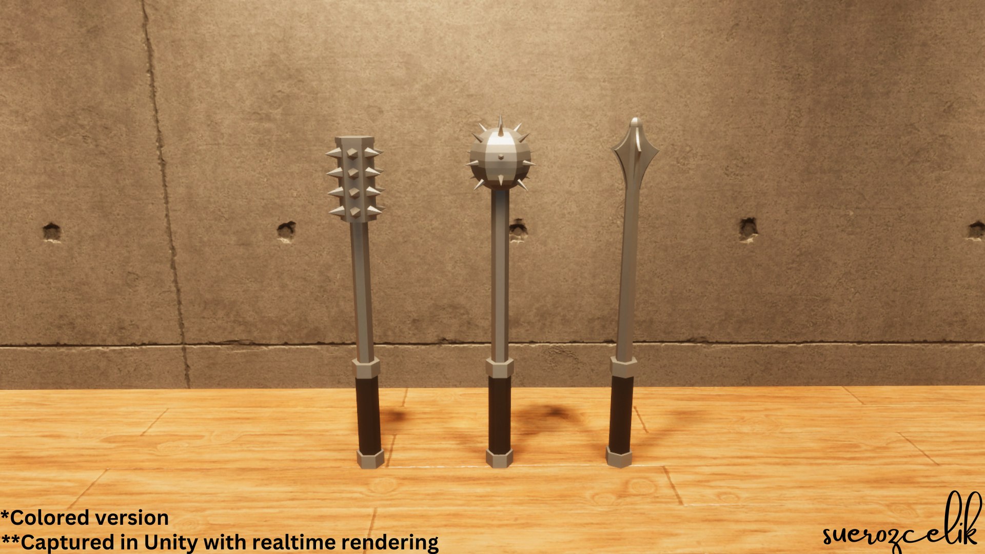 3D Maces - Lowpoly Textured And Colorbased HDRP - TurboSquid 2053518