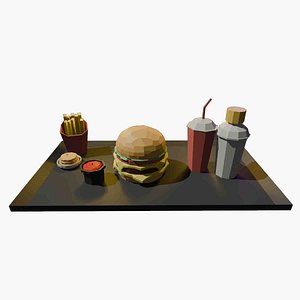 Fast Food Low Poly Pack Burgers Fries Drink and More