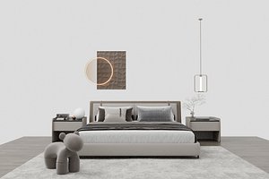 Modern realistic double bed 3D model