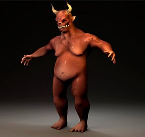 Model of a pot-bellied demon with big horns model