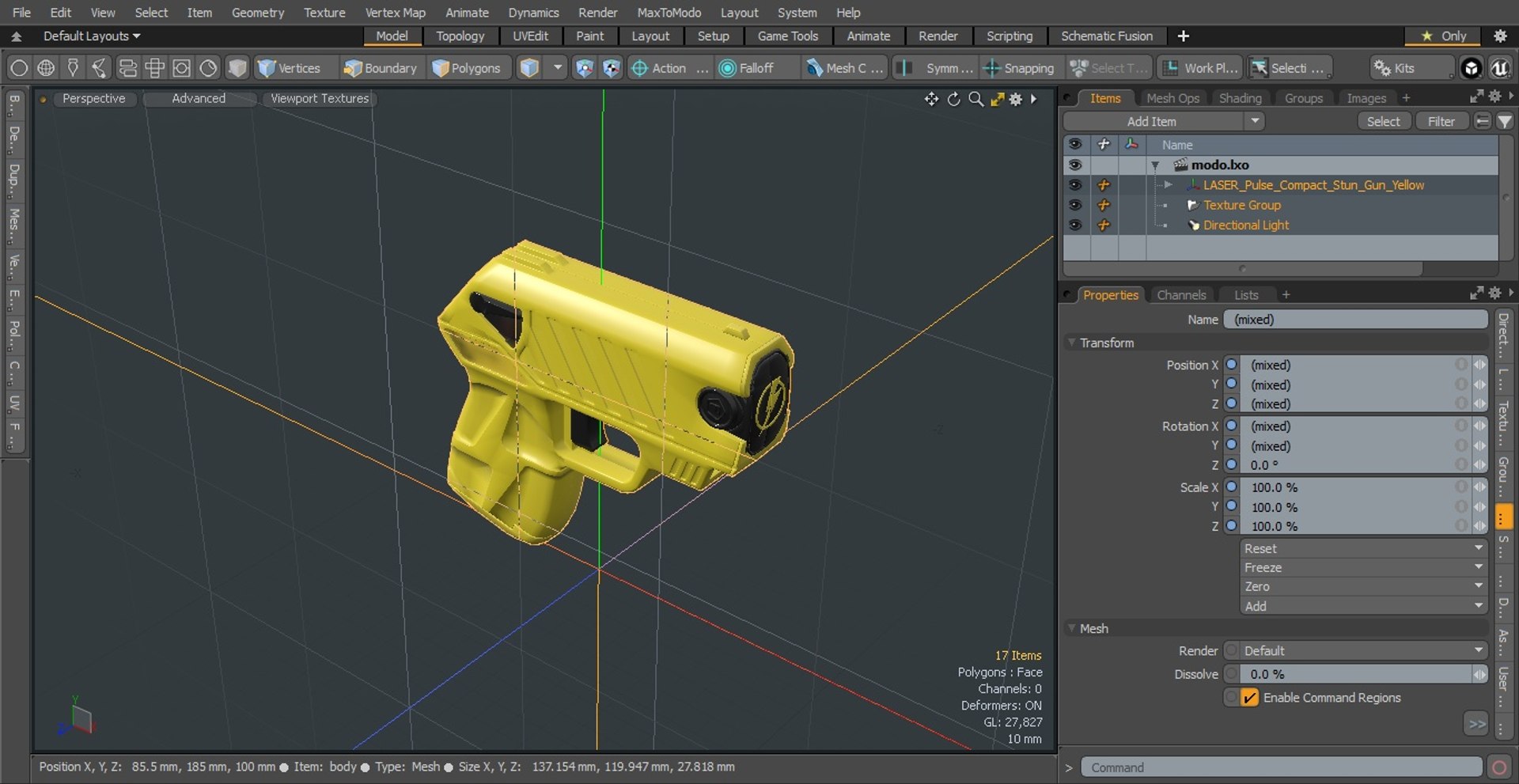 LASER Pulse Compact StunGun Yellow 3D https://p.turbosquid.com/ts-thumb/Yd/MFC8fo/b2/laserpulsecompactstun_gunyellowvray3dmodel032/jpg/1668090973/1920x1080/fit_q87/0b6e23ee3db271e684e0250e5046d6f120cb6dc6/laserpulsecompactstun_gunyellowvray3dmodel032.jpg