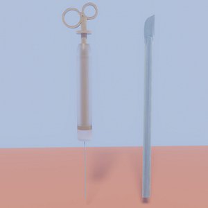 Old retro syringe and scalpel 3D model