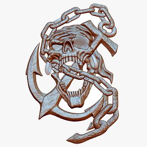 3D model Pirate emblem bas relief