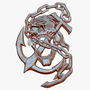 Pirate emblem bas relief